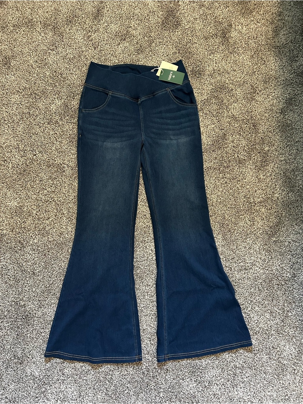 Halara Flex™ High Waisted Crossover Pocket Washed Casual Flare Jeans